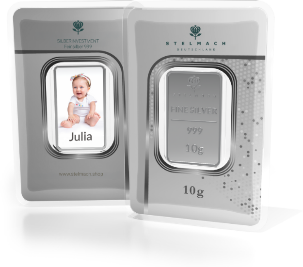 Bild von Silberbarren 10g mit Foto –  999 Silber 